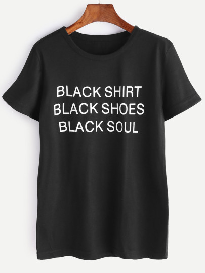 Le lettere nere T-shirt stampata