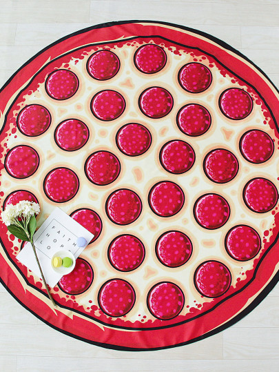 Rote Pizza-Druck-runde Strand-Decke