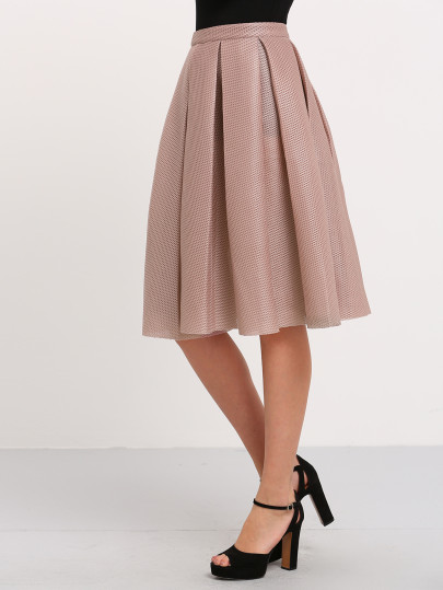 Hollow Out Mesh Overlay Swing Skirt