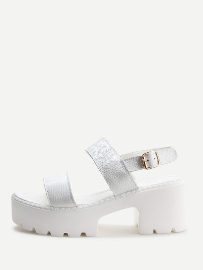 Sandalias pu con plataforma y tiras - blanco