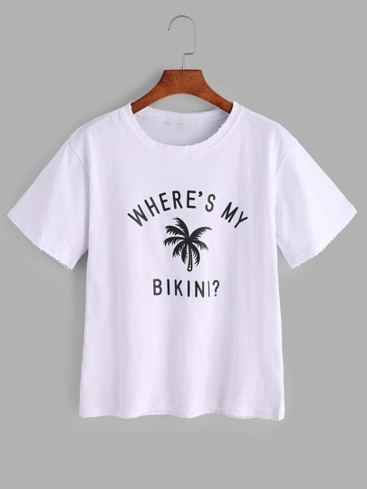 Weißes T-Shirt mit Buchstaben