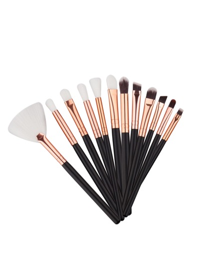 Cepillos de sombra de ojos 12pcs - negro dorado