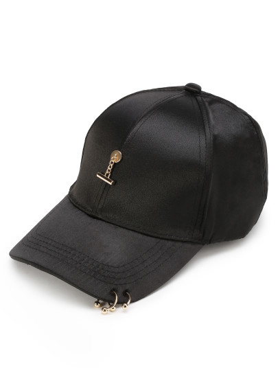 Metal Detail Satin Baseball Cap