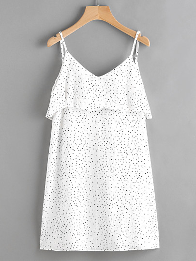 Dots Textured Stampa A V Vestito Cami Layered Back