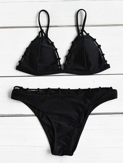 Dreieckiges gewebtes Bikini Set