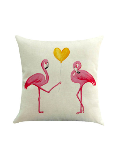 Couvercle de coussin d'impression Flamingo Couple
