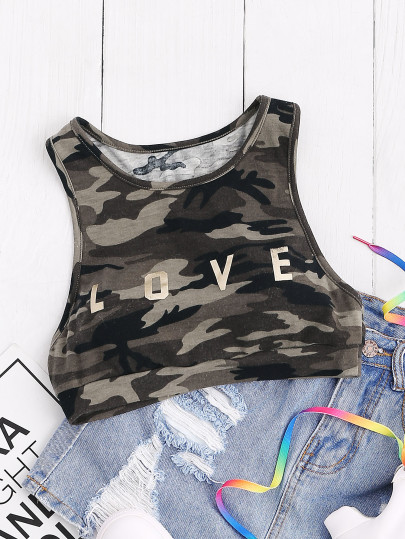 Sujetador deportivo con estampado de camo - oliva
