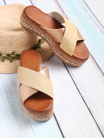 Strass und Perlen verzierte Flacher Sliders