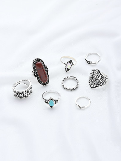 Sets de anillos con diseño de piedra preciosa