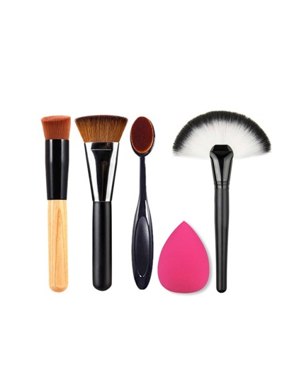 Makeup Brush Set With Puff