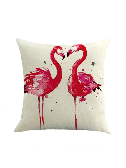 Copertura della federa con stampa di coppia flamingo a contrasto