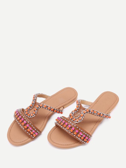 Rhinestones Decorated Flat Slides