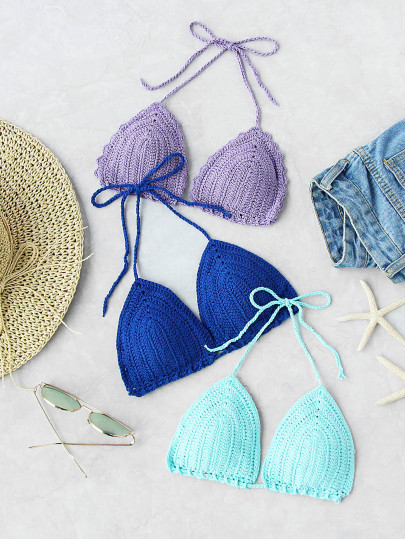 Random Color 1 PC Triangle Crochet Bikini Top