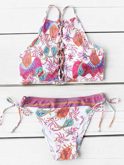 Set di bikini con stampa mista