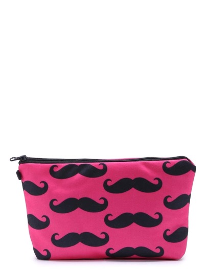 Contrast Beard Print Makeup Bag