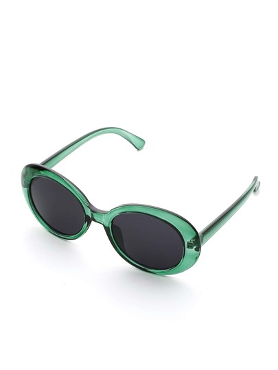 Contrast Frame Oval Lens Sunglasses