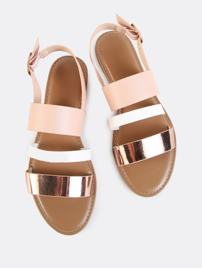 Sling Back Triple Band Sandals ROSE GOLD MULTI