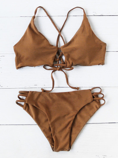 Sets de bikini de espalda con tiras con abertura