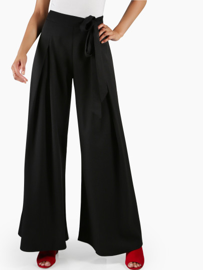 Self Tie Wide Leg Palazzo Pants