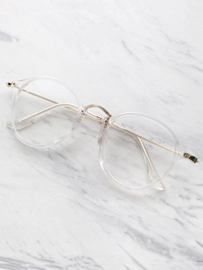 Transparent Frame Metal Top Bar Glasses