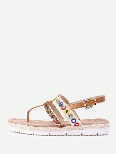 Braided Strap Toe Post Sandals