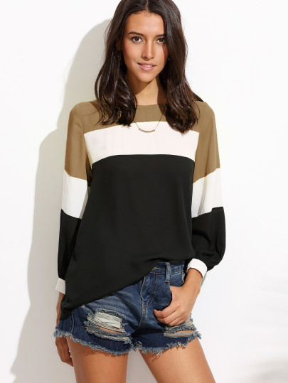 Lantern Sleeve Cut And Sew Top