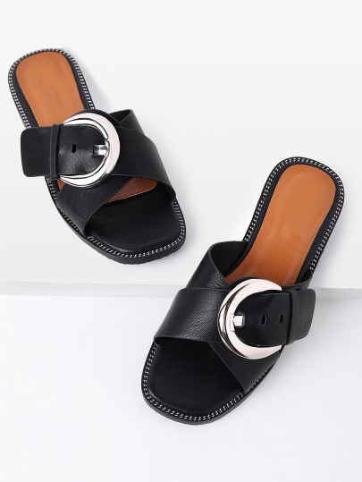 Cross Buckle Design Slip On Sandals