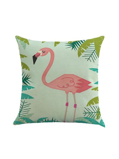 Flamingo und Blatt Druck Kissenbezug
