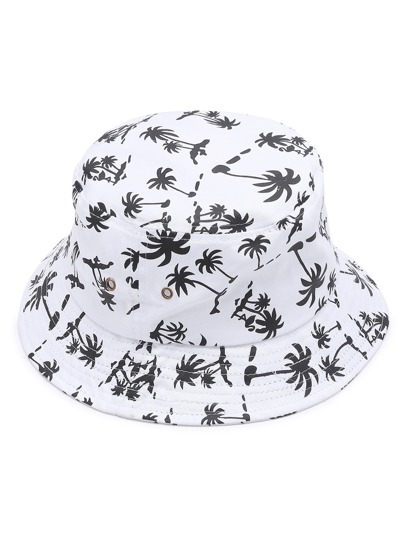 Sombrero de pescador con estampado de árbol de palma