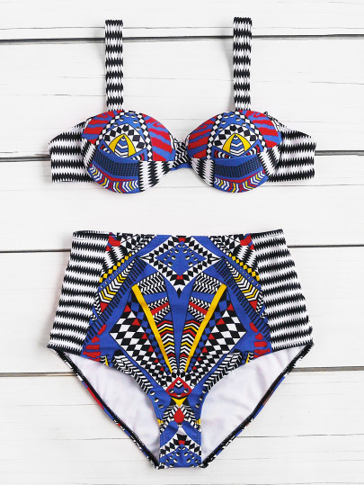 Sets de bikini de cintura alta con estampado abstracto