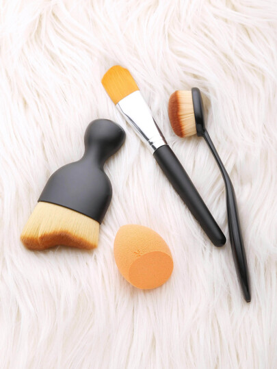 3Pcs Makeup Brush Set With Puff