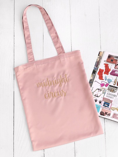 Satin Handtasche mit Buchstabe Stickerei
