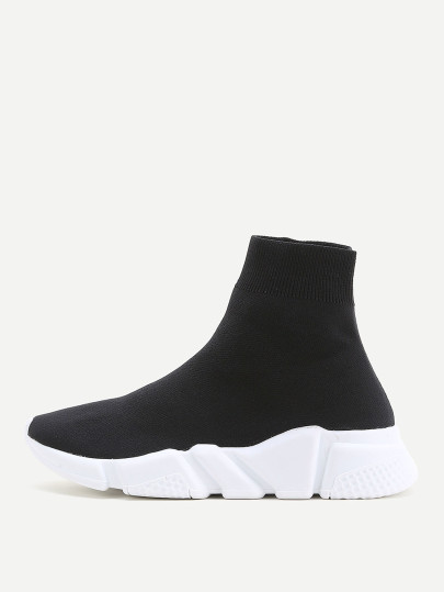 Two Tone Elastic Trim Shoes