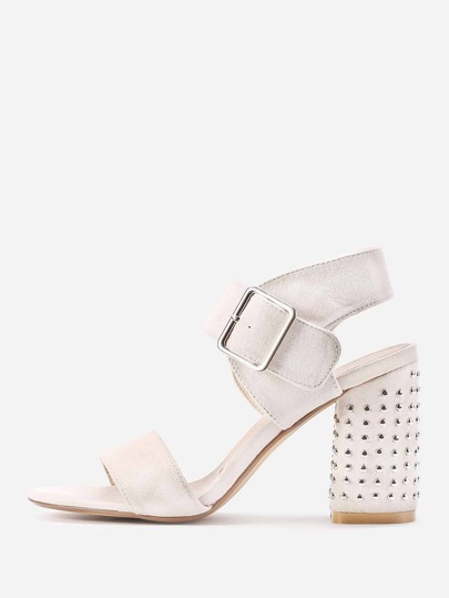 Rivet Studded Block Heeled Sandals