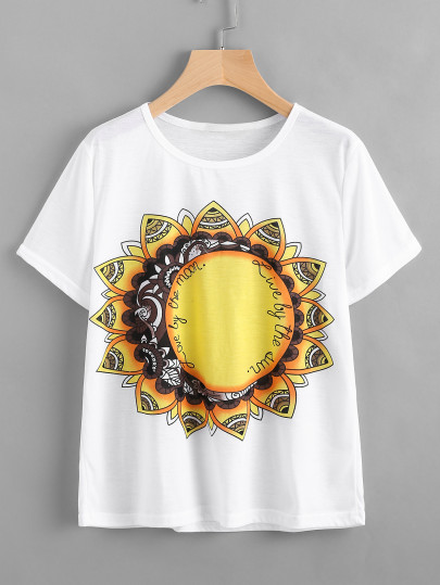 Camiseta estampada de mandala