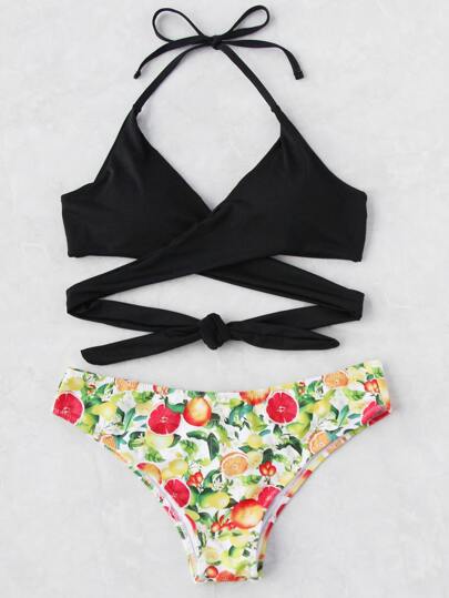 Set bikini de halter cruzado mix and match