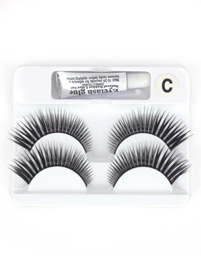 Thick False Eyelashes 2 Pair With Glue