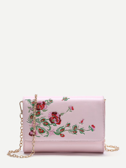 Bandolera de PU bordada de flor