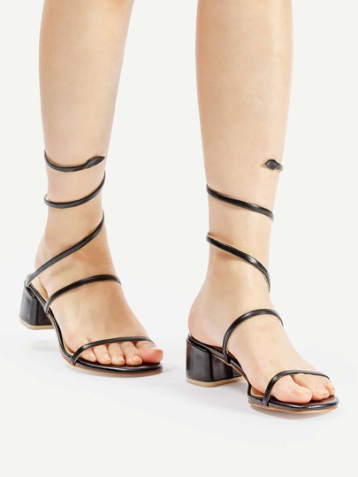 Sandalias de tacón grueso de pu de tira
