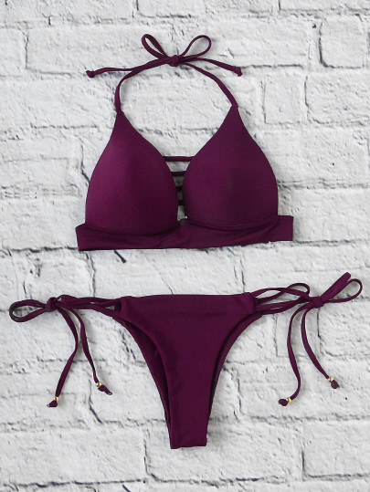 Ensemble de bikini à encolure latérale à échelle