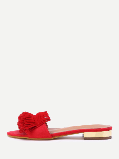 Fringe Design Open Toe Slippers