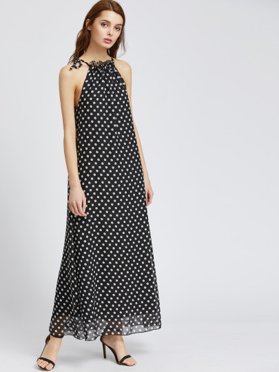 Robe longue à pois