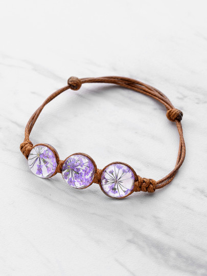Brazalete con nudo con diseño de flor de vidrio