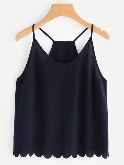 Top avec détail festonné - Navy