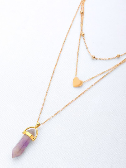 Pendentif en cristal multicolore Collier en chaîne avec coeur