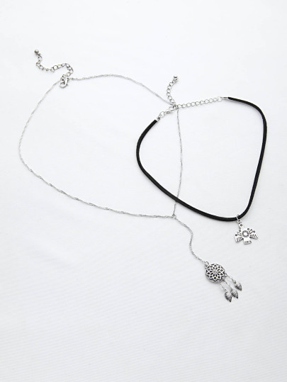 Sets de collar con colgante de atrapasueño 2pcs