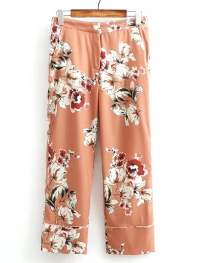 Pantalones con pernera ancha con estampado floral