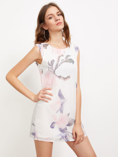Floral Print Zipper Back Dress