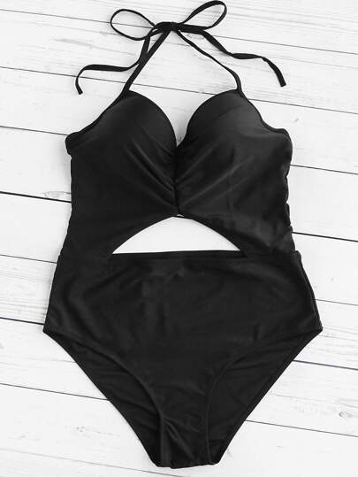 Cutout Front Ruched Detail Swimsuit