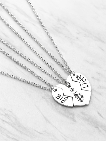3 piezas de collar de amistad en forma de corazón